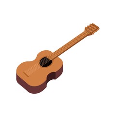 Guitar Isometric Flat Icon Illustration Isolated in White