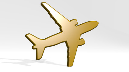 aeroplane 3D icon casting shadow - 3D illustration for airplane and aircraft