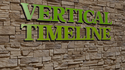 vertical timeline text on textured wall - 3D illustration for background and abstract