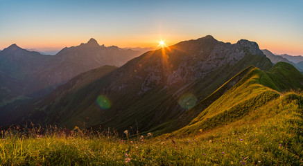 Sunset tour in the Kleinwalsertal Allgau Alps