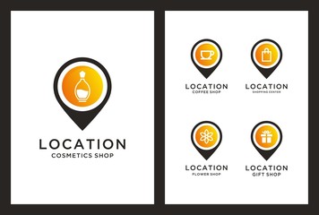 shop location logo design in pin marker consept.
