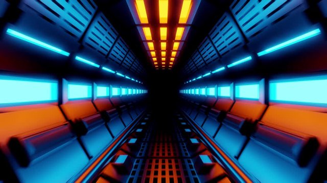 Tunnel in space ship, technology and futuristic concept
