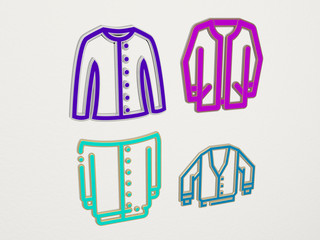 CARDIGAN 4 icons set - 3D illustration for background and woman