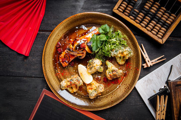 Cooked salmon fillet with fried cauliflower