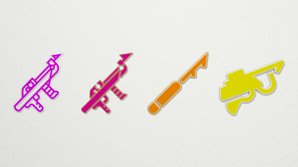 HARPOON 4 icons set - 3D illustration