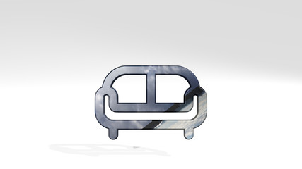SOFA DOUBLE 3D icon standing on the floor - 3D illustration for home and room
