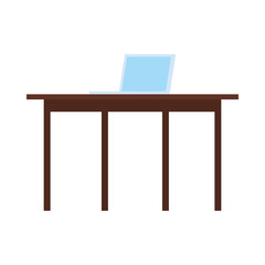 isolated laptop on desk vector design