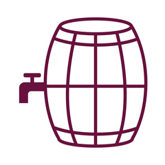 wine wooden barrel with tap line style icon
