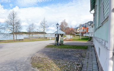 Beautiful springlike street view in Naantali, a small coastal town in western Finland.
