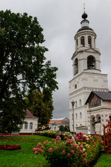 Bell tower of Vvedensky Tolga convent in Yaroslavl, Russia. Golden ring of Russia