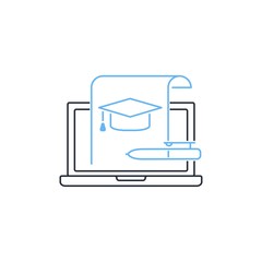 E-learning. Vector linear icon isolated on white background.