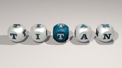 titan text of cubic individual letters - 3D illustration for editorial and attack