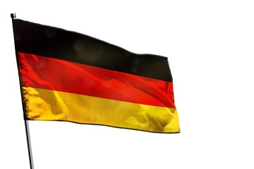 Fluttering Germany flag on clear white background isolated.