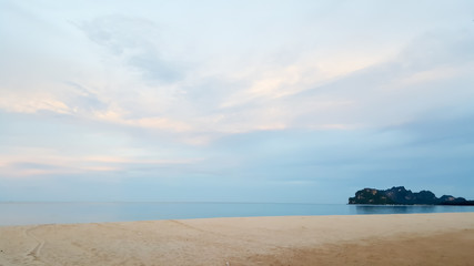 tropical beach with blue sky and clouds in thailand