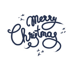 Merry Christmas wish quote hand drawn black lettering. Xmas slogan, phrase isolated clipart. Stylized sketch typography. Winter holiday banner, poster , greeting card vector design elements. isolated