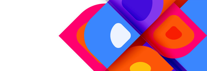 Set of vector modern geometric abstract backgrounds with repeating abstract round shapes patterns and shadow effects