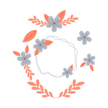 hand drawn doodle flowers vector illustration floral element. Perfect for postcard, card, invitation, textile, wallpaper, poster, stationary.