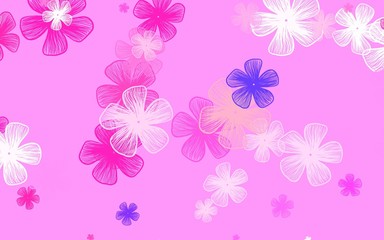 Light Purple, Pink vector doodle backdrop with flowers.