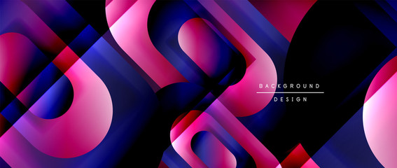 Vector geometric abstract background with lines and modern forms. Fluid gradient with abstract round shapes and shadow and light effects