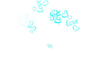 Light Green vector template with doodle hearts.
