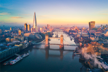 Aerial view of London and the Tower Bridge - Powered by Adobe