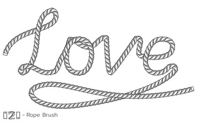 Obraz premium Rope inscription Love. Marine sketch design. Romantic, wedding decoration. Vector