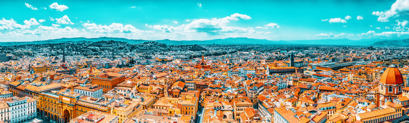 Beautiful landscape above urban and historical view of the Florence from Giotto's Belltower...