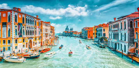 VENICE, ITALY - MAY 12, 2017 :Views of the most beautiful canal of Venice - Grand Canal water...