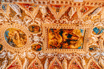 VENICE, ITALY - MAY 12, 2017 : Indoor view of apartament  St. Mark's Cathedral (Basilica di San Marco) with beautiful decoration of the internal chambers. Italy.