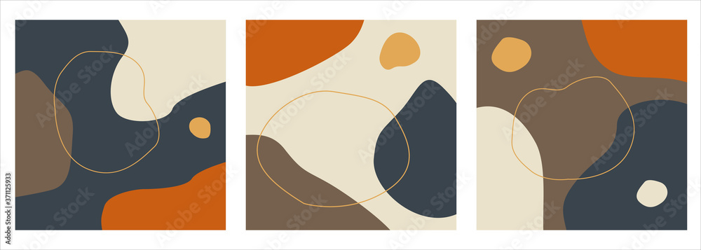 Aufkleber abstract autumn set backgrounds with doodle object. modern vector design for scrapbooking, planner, 