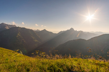 Sunset tour in the Kleinwalsertal Allgau Alps