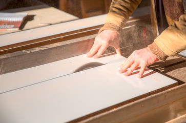 Carpenter working on woodwork project
