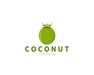 Coconut Crown, King of Coconut Logo Concept. Vector Design Illustration. Symbol and Icon Vector Template.