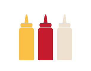 Ketchup mayonnaise mustard icon. Ketchup tube icon. 