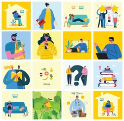 Vector illustration of concept of Team work, Business and Start up design backgrounds