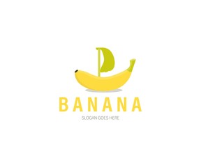Banana Boat, Ship, Sail Logo Concept. Vector Design Illustration. Symbol and Icon Vector Template.