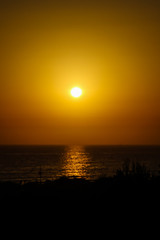 Sunset at La Barrosa beach in Sancti Petri, Cadiz, Spain