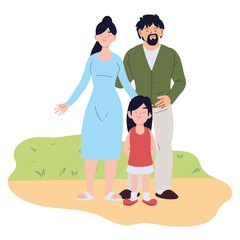 Mother father and daughter cartoons vector design