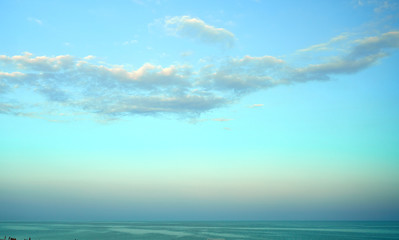 landscape of sea and blue sky on the horizon