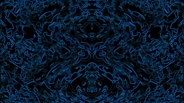 A strange dream with psychedelic form in blue light and hallucinatory with kaleidoscope - animation