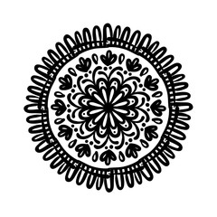 circular mandala floral silhouette style icon