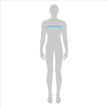Men to do x-front and x-back measurement fashion Illustration for size chart. 7.5 head size boy for site or online shop. Human body infographic template for clothes. 