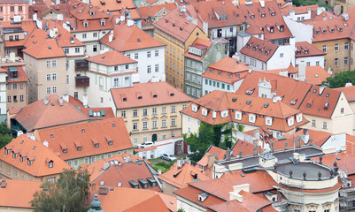 Prague, Czech Republic on july 8, 2020; Prague cityscape. Skyline on a rainy day, Czech Republic