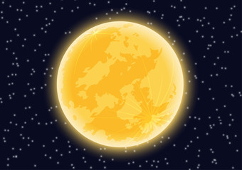 20081201 full moon vector on starry sky