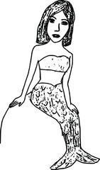 vector illustration woman line drawing