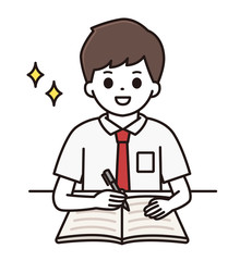 男子学生 勉強 イラスト