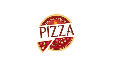Pizza logo template, Suitable for restaurant and cafe logo , Simple flat style pizza logo