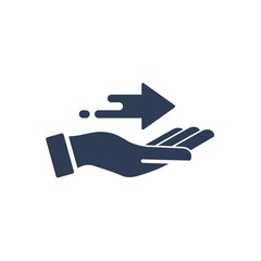 Hand and arrow. Course Pointer. Vector icon isolated on white background.