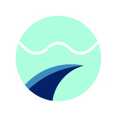 Water wave logo - blue colored waves like sea water