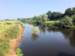 A view of the River Dee at Farndon in Cheshire